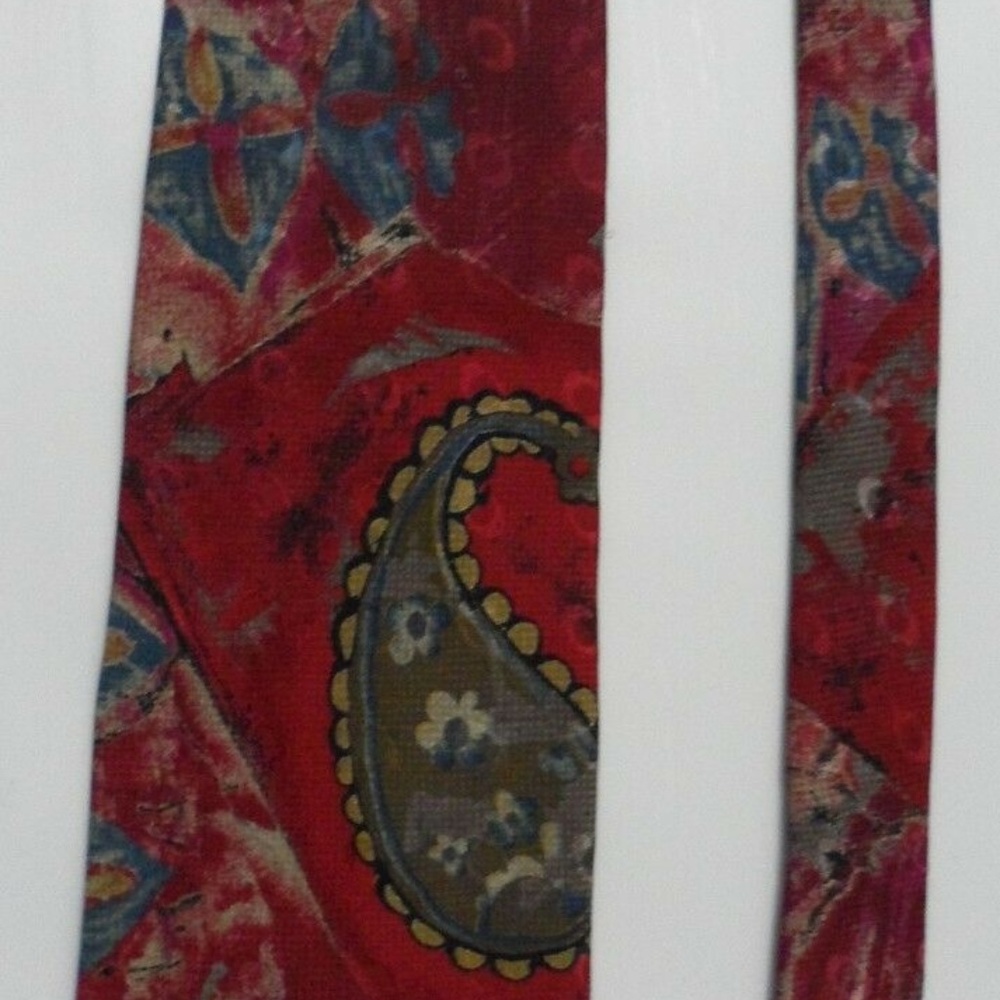 Mens TED LAPIDUS Necktie Burgundy abstract Tie - Picture 3 of 5